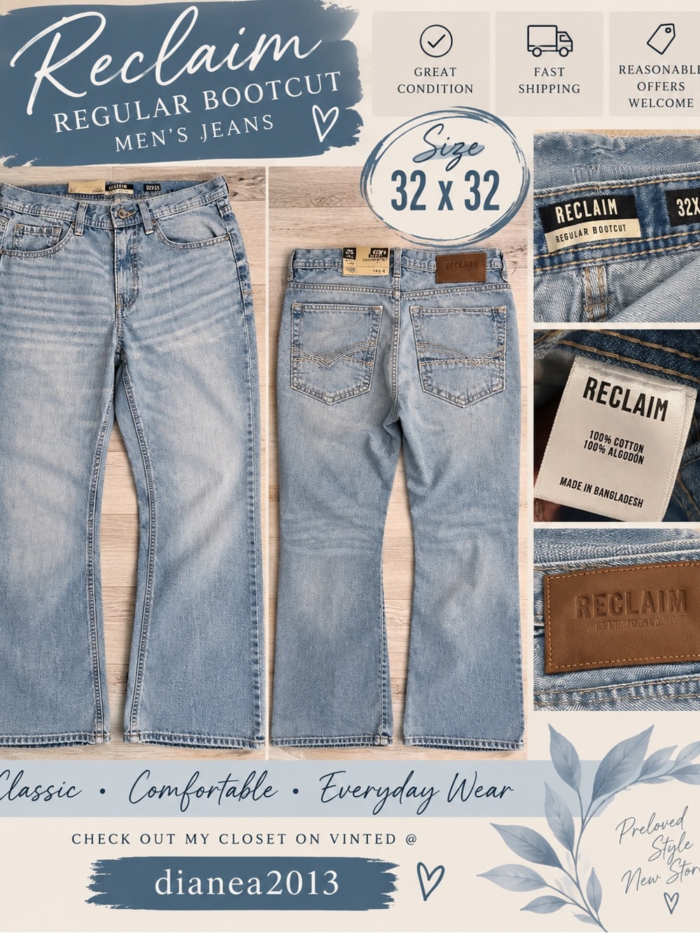 Reclaimed Vintage Light Blue Bootcut Men's Jeans